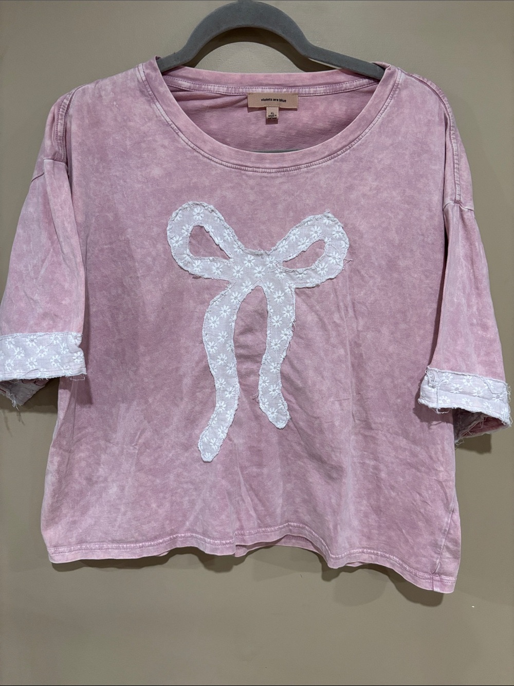 Mineral Wash patchwork bow tee